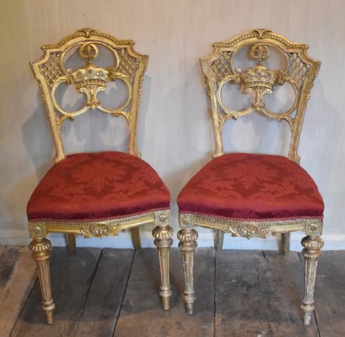SUPERB PAIR OF GILT SALON CHAIRS EX CLUMBER PARK - ADDITIONAL PHOTO 1
