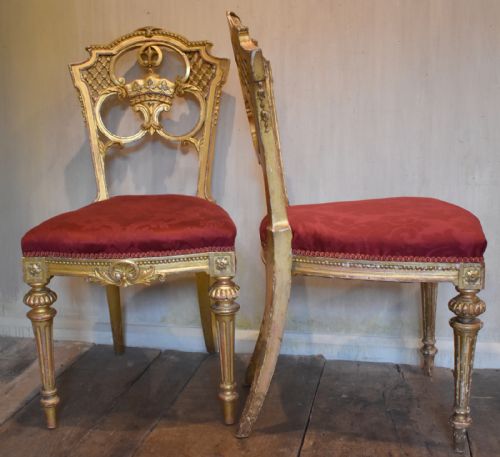 SUPERB PAIR OF GILT SALON CHAIRS EX CLUMBER PARK - ADDITIONAL PHOTO 8