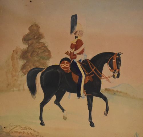 NAVE VICTORIAN WATERCOLOUR OF A DRAGOON GUARD - ADDITIONAL PHOTO 2