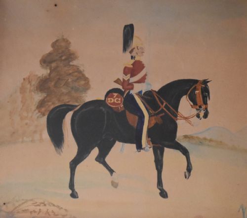 NAVE VICTORIAN WATERCOLOUR OF A DRAGOON GUARD - ADDITIONAL PHOTO 4