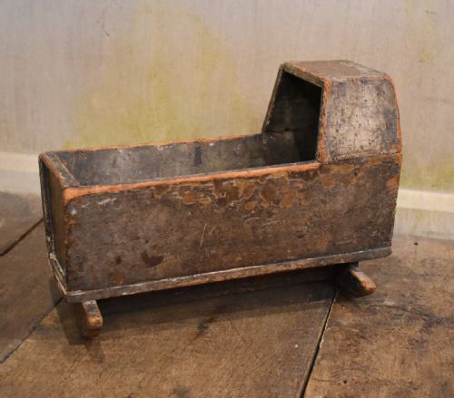 victorian painted pine toy cradle - CATEGORY: ANTIQUE MISCELLANEOUS - DATED VICTORIAN