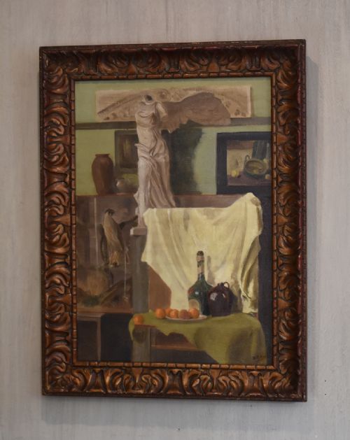 interior oil painting by dorothy c cox - CATEGORY: ANTIQUE ART - DATED 1940