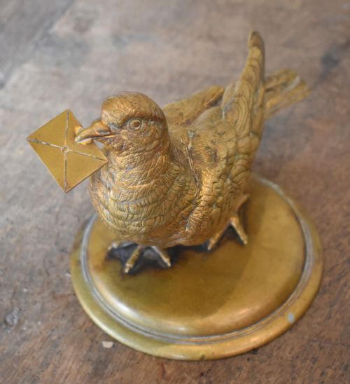 AUSTRIAN BRONZE PIGEON INKWELL - ADDITIONAL PHOTO 3