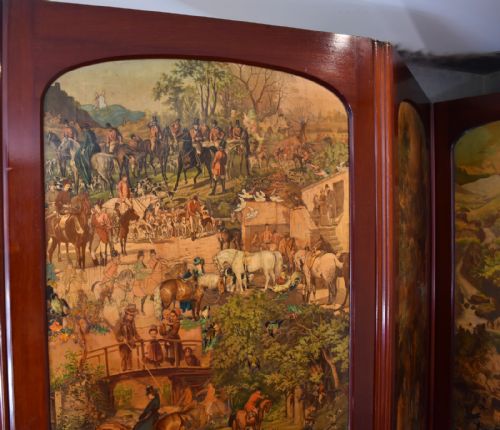VICTORIAN MAHOGANY THREE PANEL DECOUPAGE SCREEN - ADDITIONAL PHOTO 4