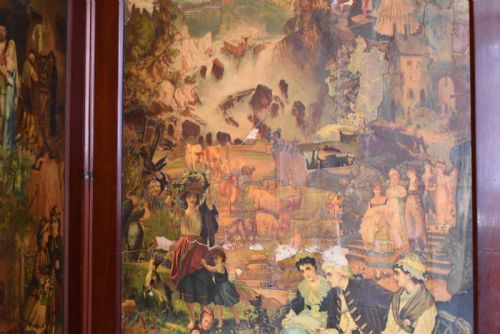 VICTORIAN MAHOGANY THREE PANEL DECOUPAGE SCREEN - ADDITIONAL PHOTO 5