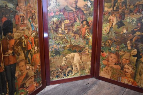 VICTORIAN MAHOGANY THREE PANEL DECOUPAGE SCREEN - ADDITIONAL PHOTO 8