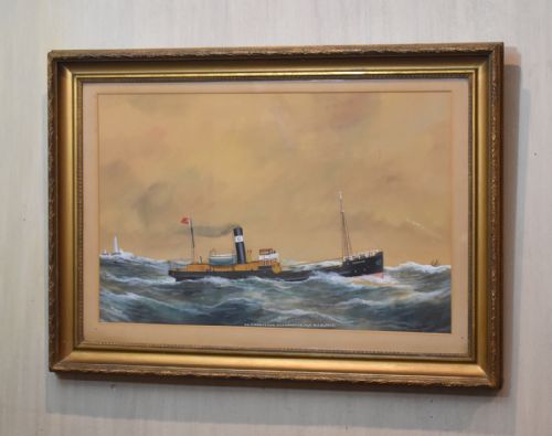 ship gouache and watercolour by reuben chappell - CATEGORY: ANTIQUE ART - DATED 1920