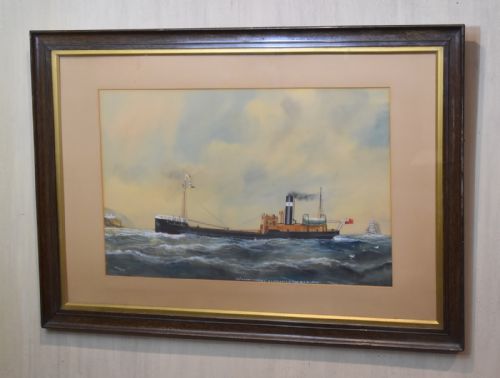 ship gouache and watercolour by reuben chappell - CATEGORY: ANTIQUE ART - DATED 1920