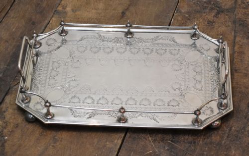 fine large victorian silver plate galleried tray - CATEGORY: ANTIQUE SILVER - DATED VICTORIAN
