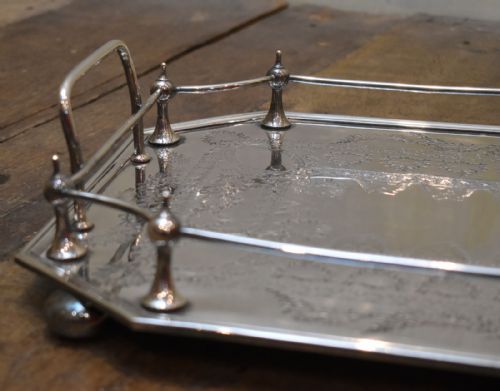 FINE LARGE VICTORIAN SILVER PLATE GALLERIED TRAY - ADDITIONAL PHOTO 2