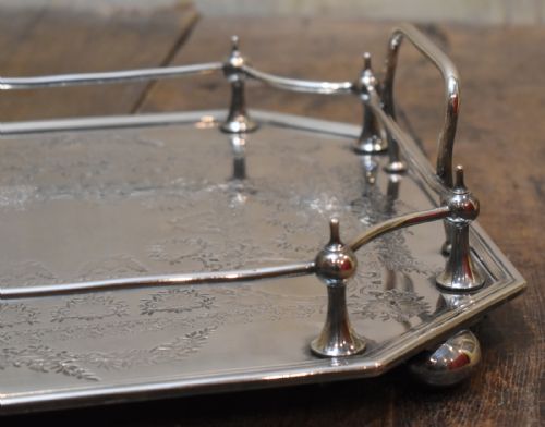 FINE LARGE VICTORIAN SILVER PLATE GALLERIED TRAY - ADDITIONAL PHOTO 3