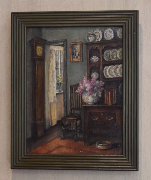 COTTAGE INTERIOR SCENE OIL PAINTING - ADDITIONAL PHOTO 1