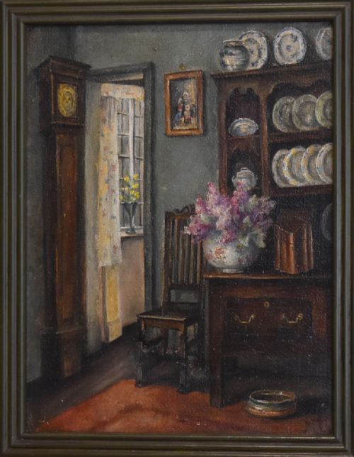 COTTAGE INTERIOR SCENE OIL PAINTING - ADDITIONAL PHOTO 2