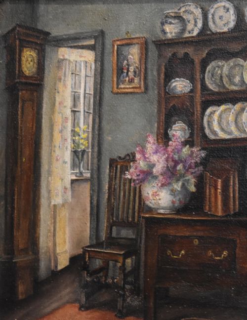 COTTAGE INTERIOR SCENE OIL PAINTING - ADDITIONAL PHOTO 4