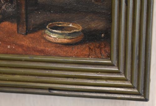 COTTAGE INTERIOR SCENE OIL PAINTING - ADDITIONAL PHOTO 5