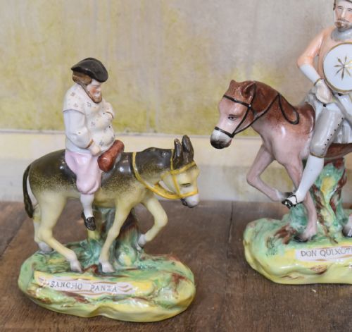 RARE PAIR OF STAFFORDSHIRE FIGURES OF DON QUIXOTE AND SANCHO PANZA - ADDITIONAL PHOTO 1