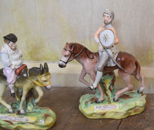 RARE PAIR OF STAFFORDSHIRE FIGURES OF DON QUIXOTE AND SANCHO PANZA - ADDITIONAL PHOTO 2