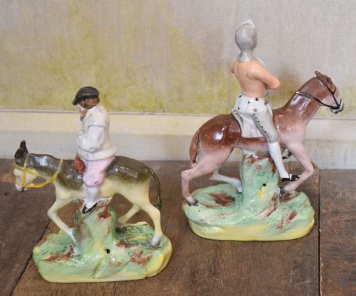 RARE PAIR OF STAFFORDSHIRE FIGURES OF DON QUIXOTE AND SANCHO PANZA - ADDITIONAL PHOTO 3