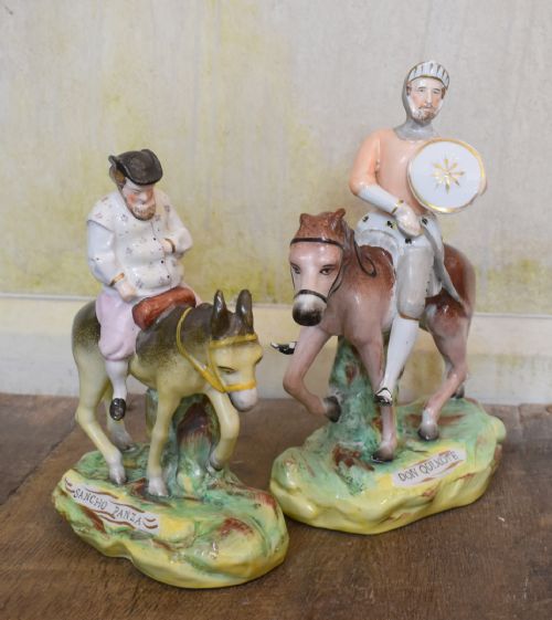 RARE PAIR OF STAFFORDSHIRE FIGURES OF DON QUIXOTE AND SANCHO PANZA - ADDITIONAL PHOTO 4