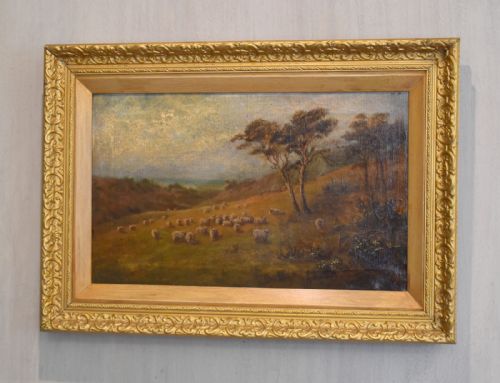 a peep at the channel sussex landscape oil painting - CATEGORY: ANTIQUE ART - DATED 1880