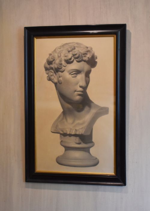victorian drawing of a marble bust - CATEGORY: ANTIQUE ART - DATED 1890