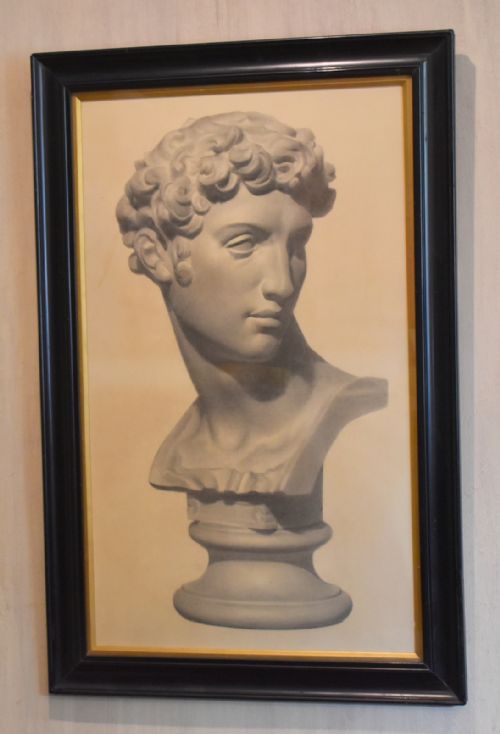 VICTORIAN DRAWING OF A MARBLE BUST - ADDITIONAL PHOTO 2