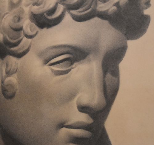VICTORIAN DRAWING OF A MARBLE BUST - ADDITIONAL PHOTO 3