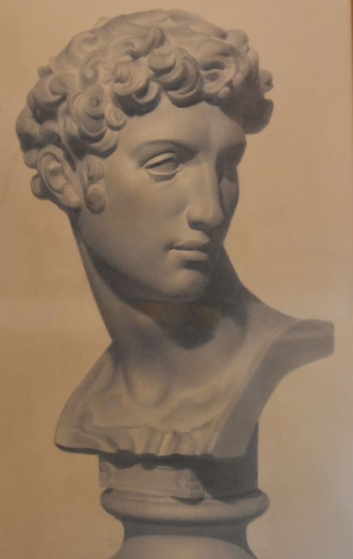 VICTORIAN DRAWING OF A MARBLE BUST - ADDITIONAL PHOTO 4