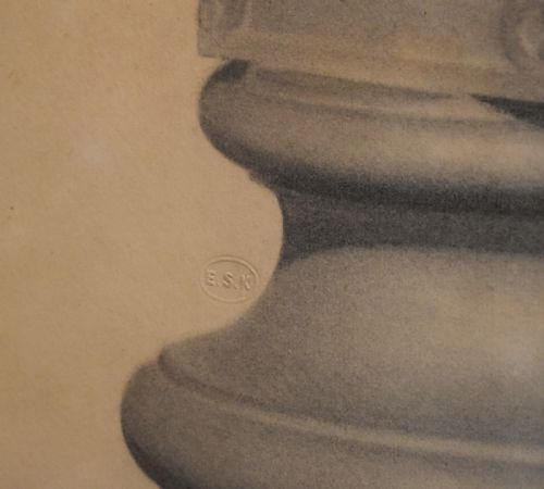VICTORIAN DRAWING OF A MARBLE BUST - ADDITIONAL PHOTO 5