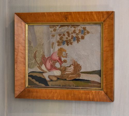 regency needlework of samson and the lion - CATEGORY: ANTIQUE MISCELLANEOUS - DATED REGENCY
