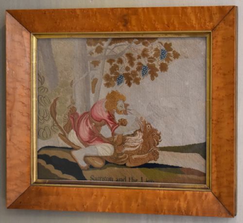 REGENCY NEEDLEWORK OF SAMSON AND THE LION - ADDITIONAL PHOTO 1