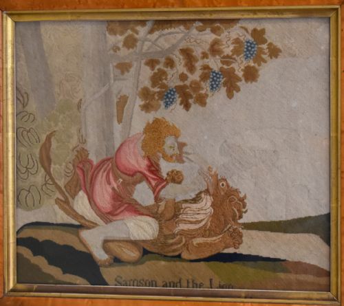 REGENCY NEEDLEWORK OF SAMSON AND THE LION - ADDITIONAL PHOTO 2