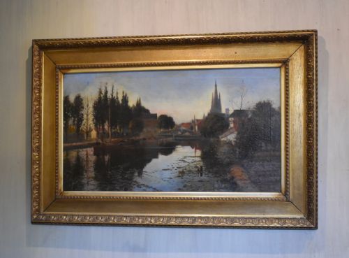 large landscape oil painting by r wellesley webster - CATEGORY: ANTIQUE ART - DATED VICTORIAN