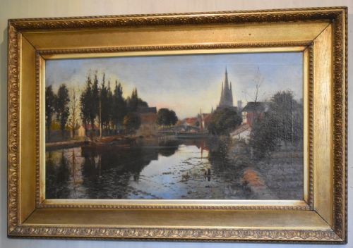 LARGE LANDSCAPE OIL PAINTING BY R WELLESLEY WEBSTER - ADDITIONAL PHOTO 1