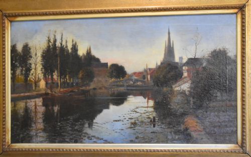 LARGE LANDSCAPE OIL PAINTING BY R WELLESLEY WEBSTER - ADDITIONAL PHOTO 2