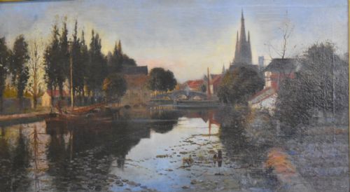 LARGE LANDSCAPE OIL PAINTING BY R WELLESLEY WEBSTER - ADDITIONAL PHOTO 3