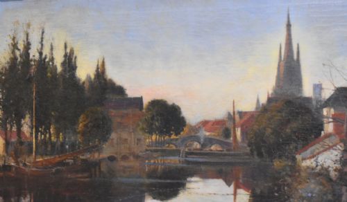 LARGE LANDSCAPE OIL PAINTING BY R WELLESLEY WEBSTER - ADDITIONAL PHOTO 4
