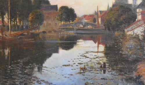 LARGE LANDSCAPE OIL PAINTING BY R WELLESLEY WEBSTER - ADDITIONAL PHOTO 6