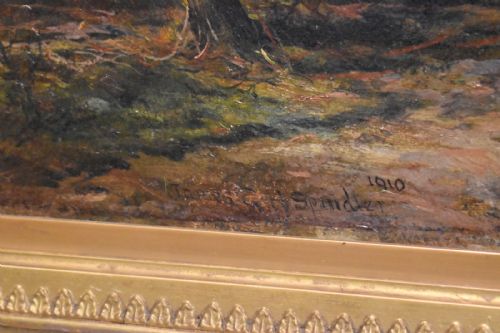 LANDSCAPE OIL PAINTING BY JAMES GUSTAVUS HOPE SPINDLER - ADDITIONAL PHOTO 5