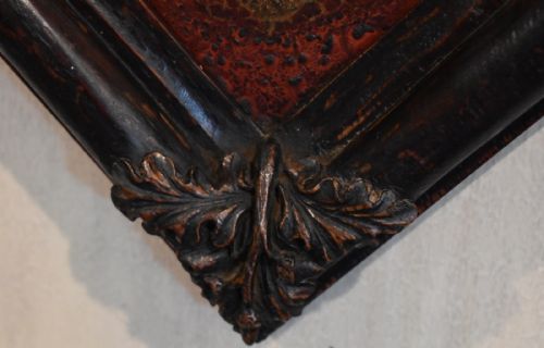 SMALL HERALDIC OIL PAINTING IN CARVED OAK FRAME - ADDITIONAL PHOTO 5