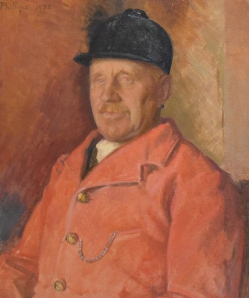 HUNTSMAN PORTRAIT OIL PAINTING BY PATRICK EDWARD PHILLIPS - ADDITIONAL PHOTO 3