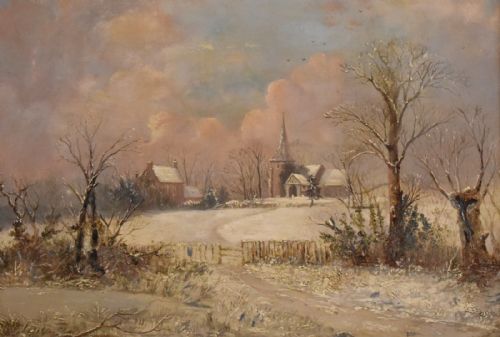 WINTER LANDSCAPE OIL PAINTING BY JOHN EDWARDS - ADDITIONAL PHOTO 3