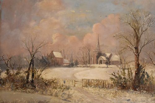 WINTER LANDSCAPE OIL PAINTING BY JOHN EDWARDS - ADDITIONAL PHOTO 4