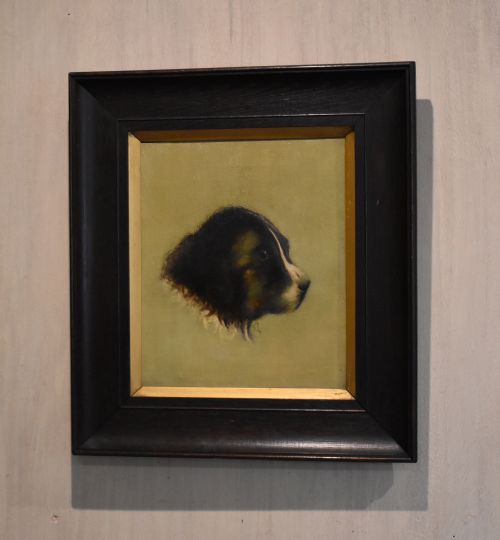charming oil portrait of a puppy - CATEGORY: ANTIQUE ART - DATED 1890
