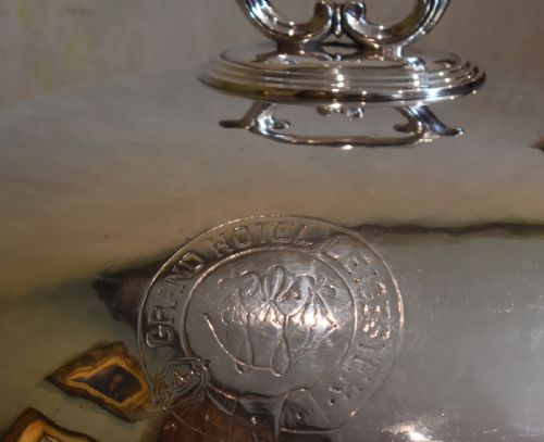 HUGE SILVER PLATE MEAT DISH AND COVER - ADDITIONAL PHOTO 1