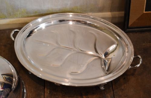 HUGE SILVER PLATE MEAT DISH AND COVER - ADDITIONAL PHOTO 4
