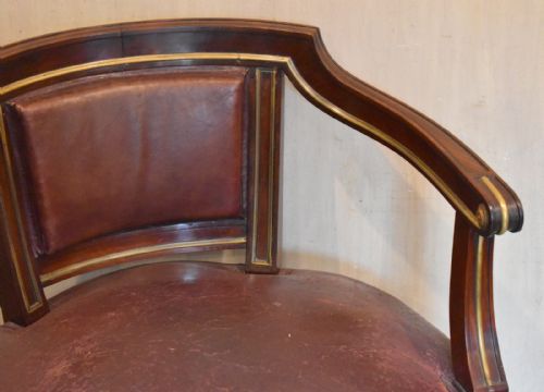 FRENCH MAHOGANY BRASS AND LEATHER ARMCHAIR - ADDITIONAL PHOTO 2