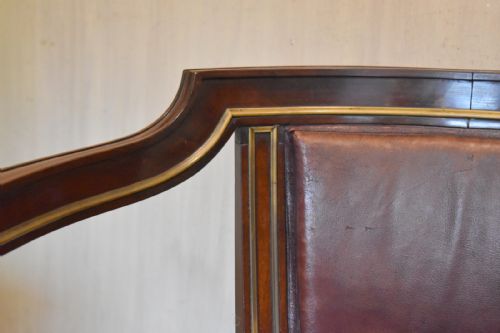 FRENCH MAHOGANY BRASS AND LEATHER ARMCHAIR - ADDITIONAL PHOTO 4