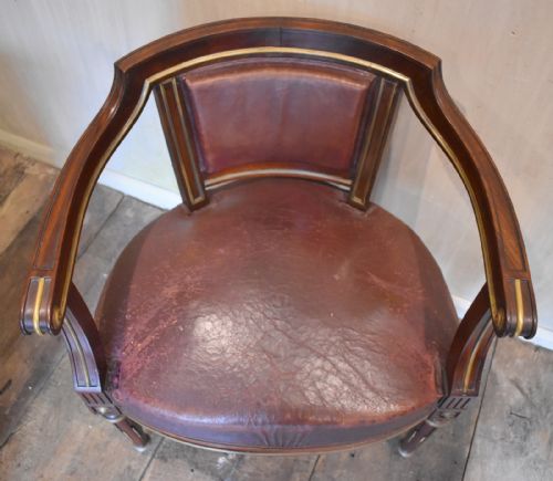 FRENCH MAHOGANY BRASS AND LEATHER ARMCHAIR - ADDITIONAL PHOTO 7
