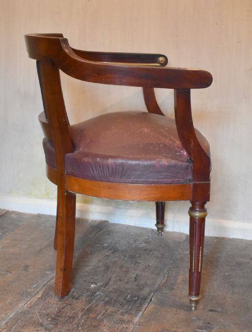 FRENCH MAHOGANY BRASS AND LEATHER ARMCHAIR - ADDITIONAL PHOTO 8